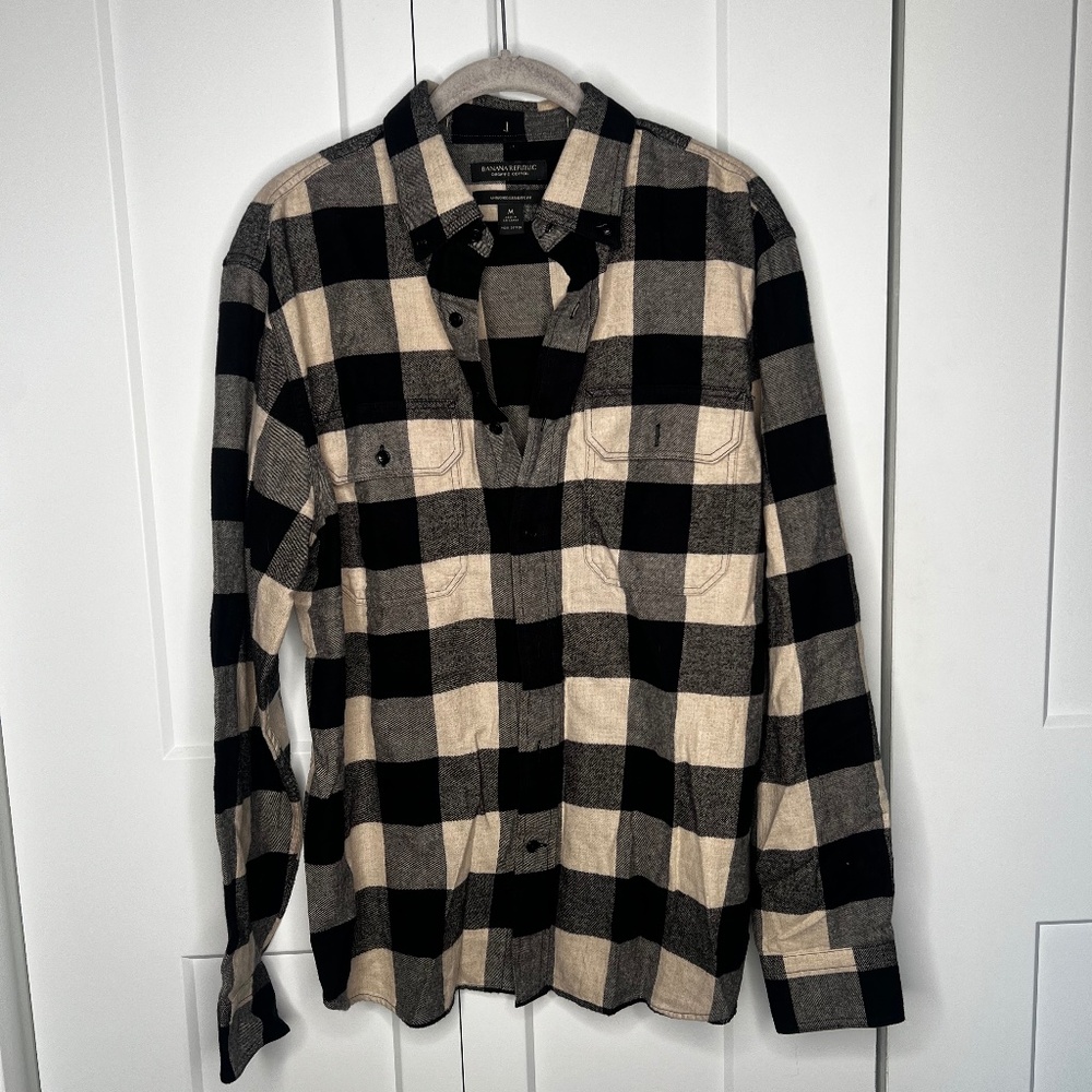 Banana Republic Organic Cotton Untucked Standard Fit Flannel Men's Size Medium